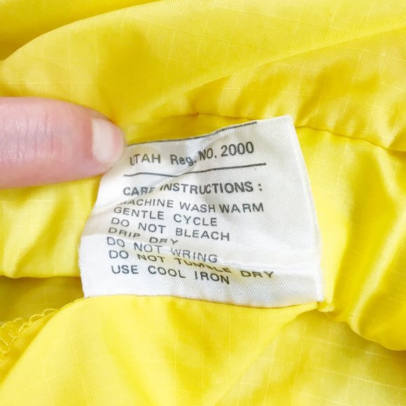 FIELD & STREAM Sailing Nautical Windbreaker Large VTG 80s 90s Hood Yellow Blue - Picture 11 of 11
